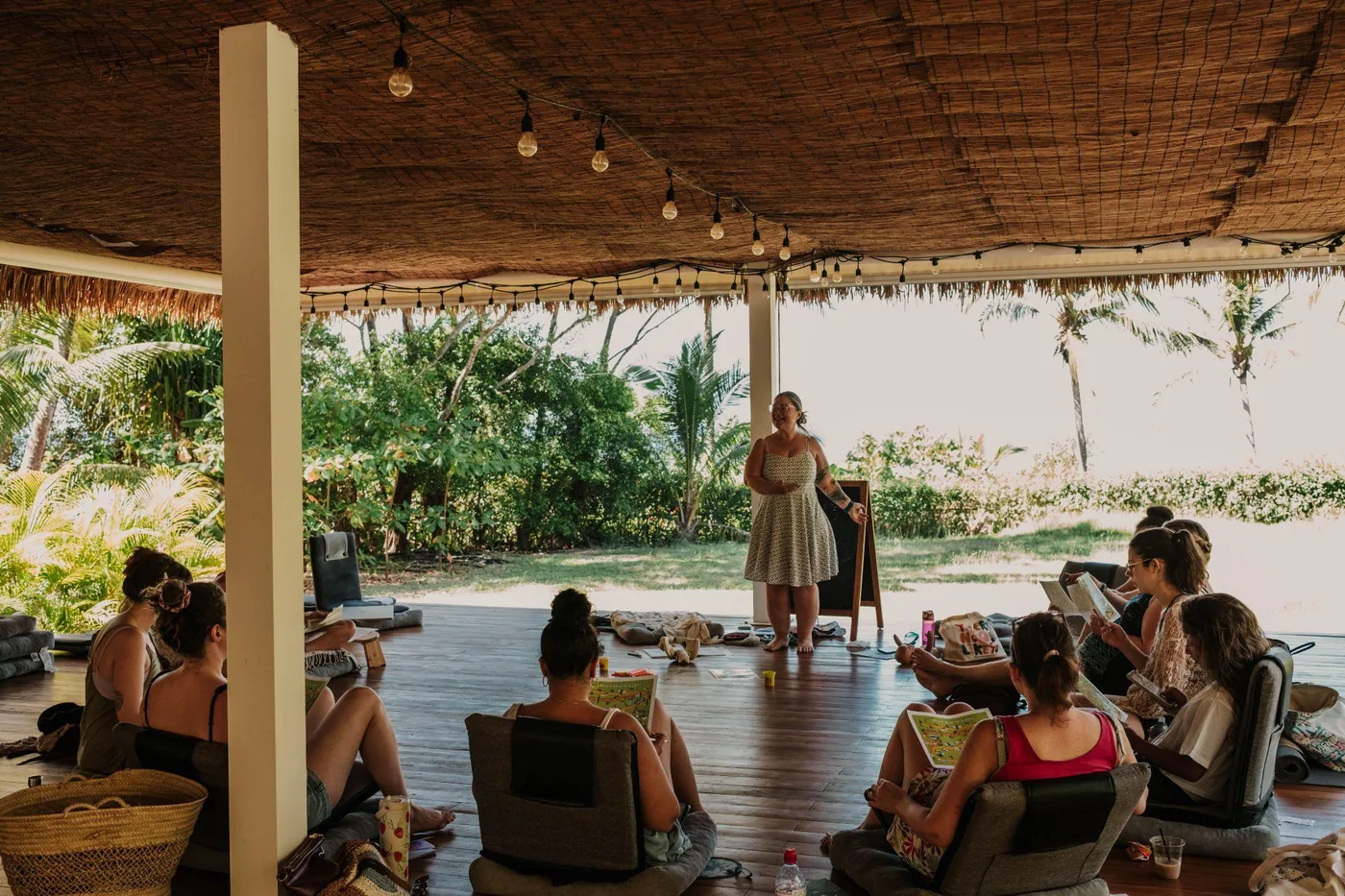 An open-air group support session